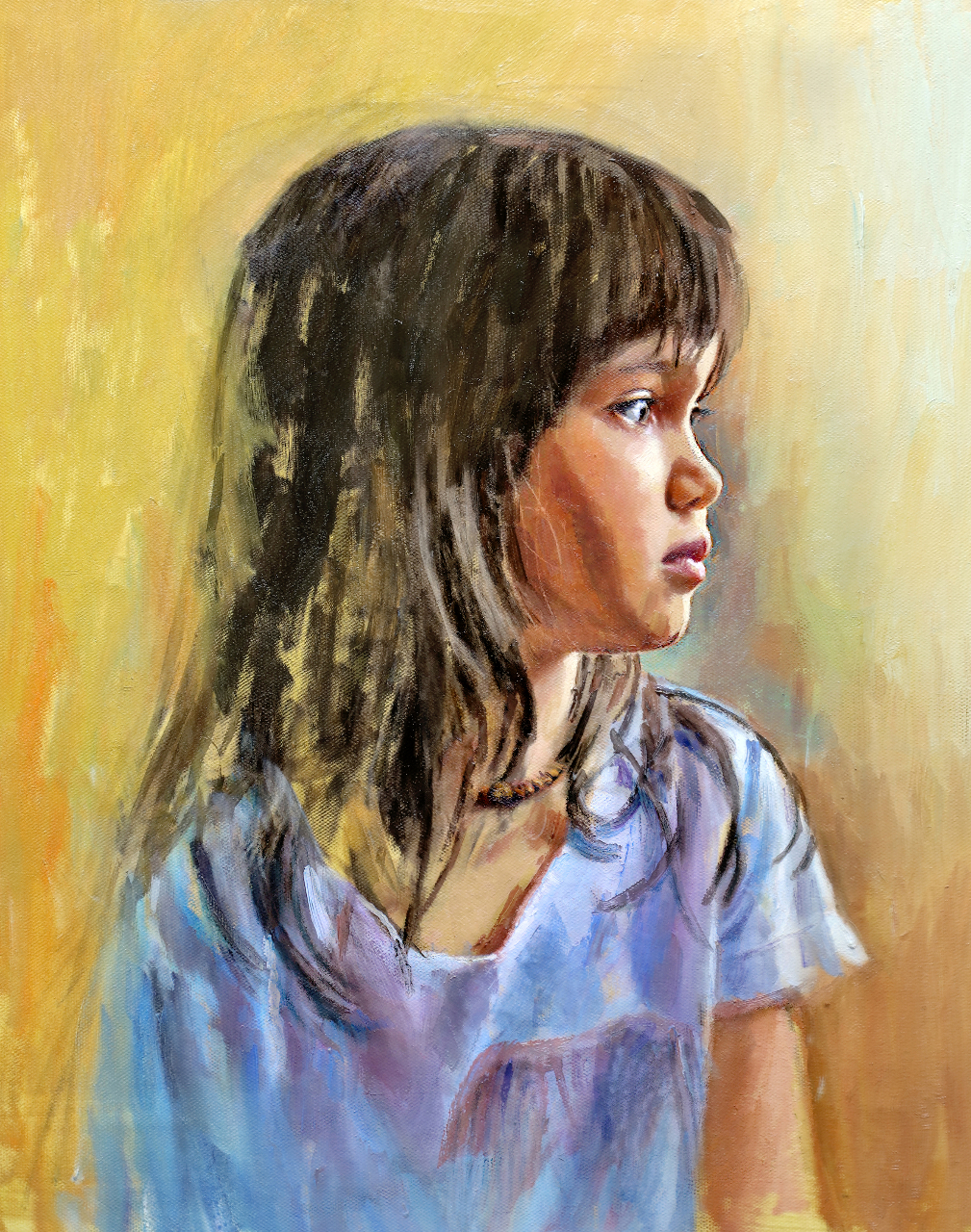 &ldquo;Portrait Painting in Oils of Emilie #3 by Dad&rdquo;
